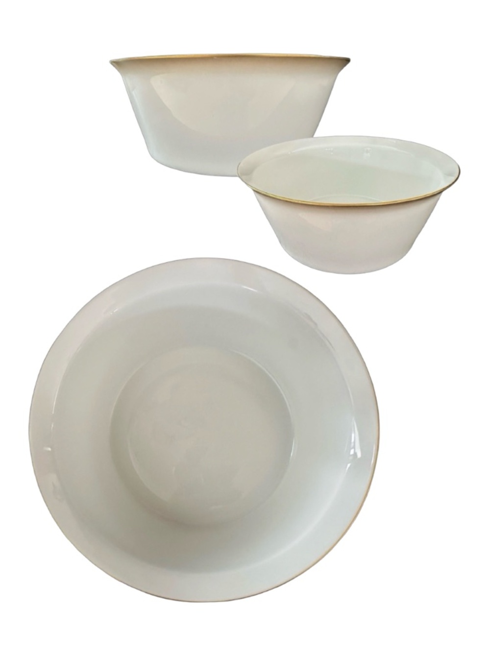 ROSENTHAL Germany White Porcelain Deep Bowl (pair of 2) Dawn Pattern Gold Trim